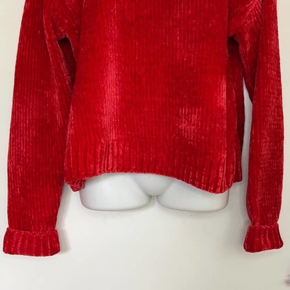 NWT SANCTUARY BRIGHT RED CHENILLE MOCK NECK SWEATER SIZE MEDIUM - Picture 4 of 9